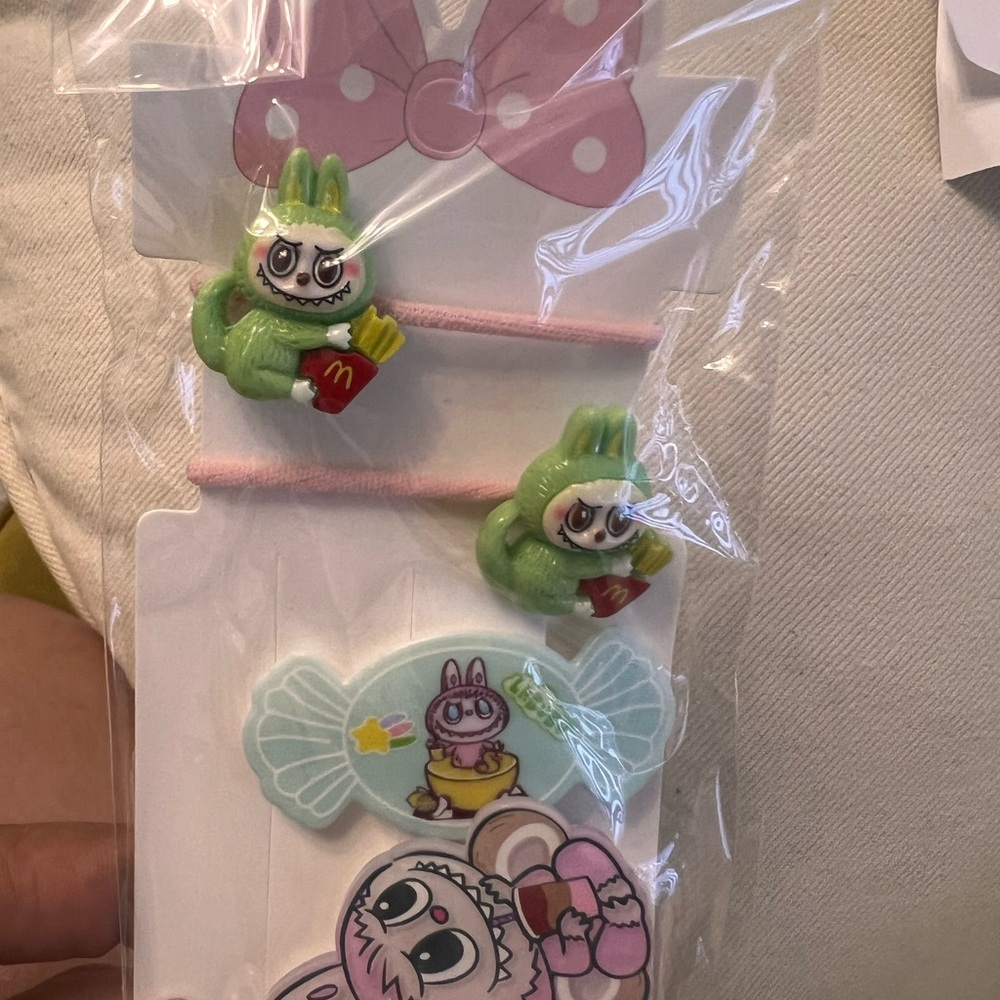 Cute Green labubu Character Hair Clips